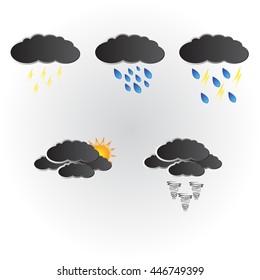  rainy season umbrella and cloud Set icons with modern design collection