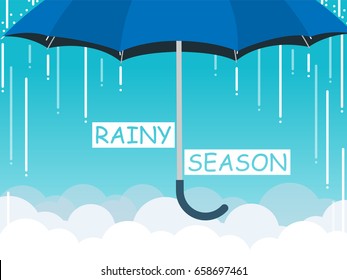 rainy season umbrella cloud sky vector