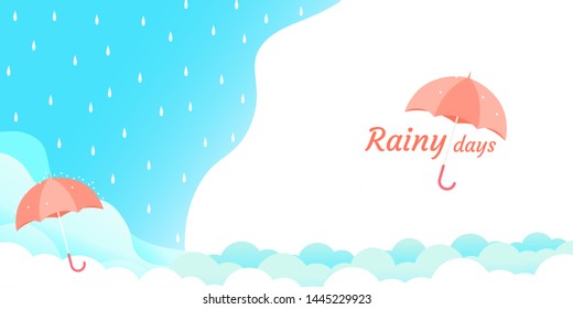 rainy season umbrella float on sky vector	
