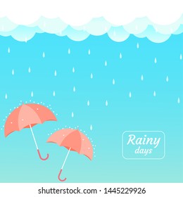 rainy season umbrella float on sky vector	
