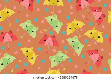 rainy season umbrella seamless pattern