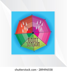 rainy season umbrella with water drop vector 