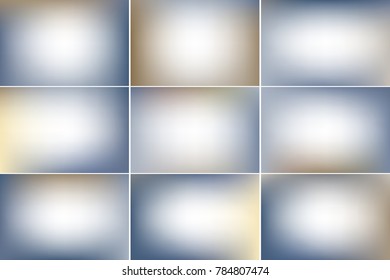 Rainy sky. Blue gray and brown color banners. Blurred abstract vector backgrounds with copy space. Colorful gradient mesh collection.