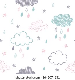 Rainy sky. Childish seamless pattern