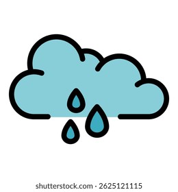 Ícone de nuvem de tempestade chuvosa. Contorno tempestade chuvosa ícone vetor nuvem cor plana isolado