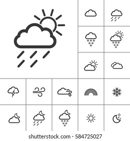 rainy sunny. Weather Icons with White Background