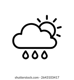 O sol chuvoso espreita pelas nuvens. Ilustração de símbolo de ícone