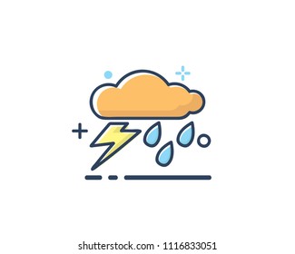 rainy thunder cloud icon design illustration,line filled style design, designed for web and app