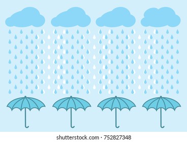 rainy and umbrella blue pattern background