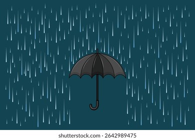 Ilustração do vetor do guarda-chuva chuvoso em cores pastel macias, desenho plano do desenho animado para fundos chuvosos sem costura, temas do chuveiro do bebê, e decoração da arte das crianças

