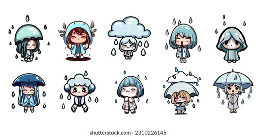 Rainy vector set collection graphic clipart design