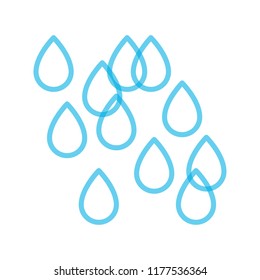 Rainy water drops outline vector illustration. 