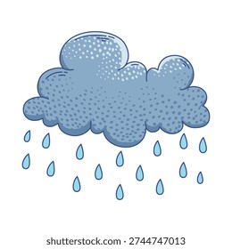 Rainy weaather illustration with dark cloud illustration with falling raindrops