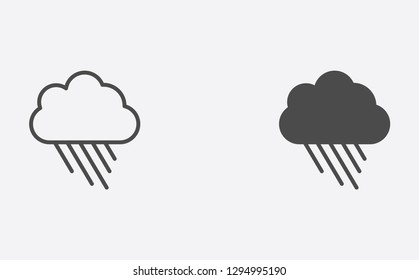 Rainy weather filled and outline vector icon sign symbol