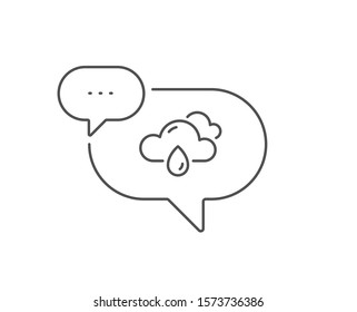 Rainy weather forecast line icon. Chat bubble design. Clouds with rain sign. Cloudy sky symbol. Outline concept. Thin line rainy weather icon. Vector