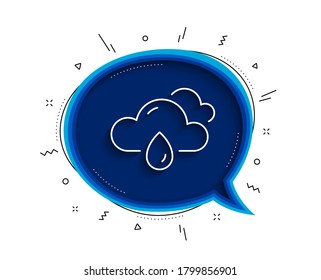 Rainy weather forecast line icon. Chat bubble with shadow. Clouds with rain sign. Cloudy sky symbol. Thin line rainy weather icon. Vector