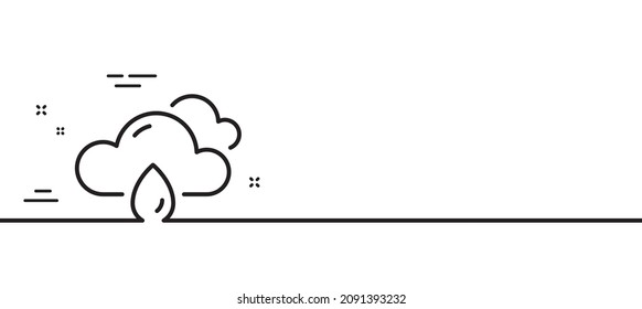 Rainy weather forecast line icon. Clouds with rain sign. Cloudy sky symbol. Minimal line illustration background. Rainy weather line icon pattern banner. White web template concept. Vector