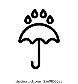 Rainy weather icon Black and white outline vector