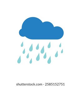 Rainy weather icon blue color