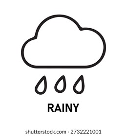Rainy Weather Icon Cloud with Raindrops Symbol.