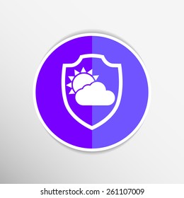 rainy weather icon with clouds and umbrella vector