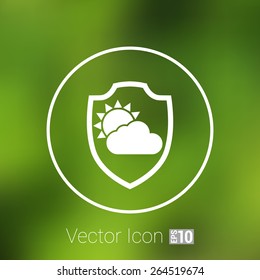 rainy weather icon with clouds and umbrella vector