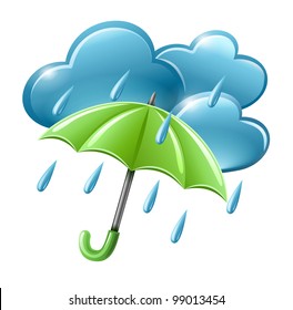 rainy weather icon and clouds   umbrella vector illustration isolated white background EPS10  Transparent objects used for shadows   lights drawing 