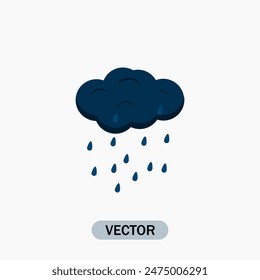 Rainy Weather Icon Vector Illustration on White Background