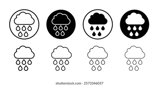 Rainy weather icon vector line logo mark or symbol set collection outline style