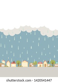 Rainy weather land scape vector illustration.