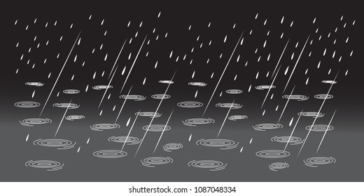 Rainy weather on street, vector background