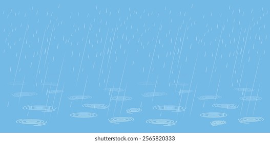 Rainy weather on street, vector background