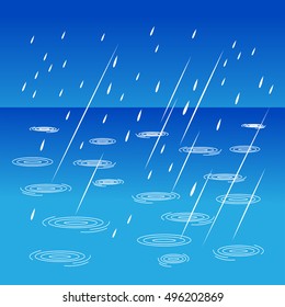 Rainy weather on street, vector