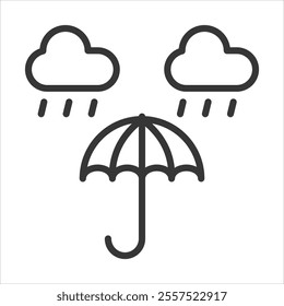 Rainy Weather Outline Icon Vector Illustration