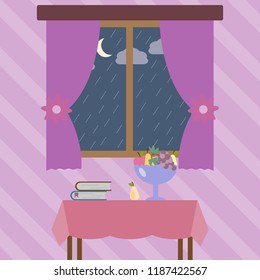 rainy weather outside the window. Element of colored autumn illustration for mobile concept and web apps. Detailed rainy weather outside the window illustration can be used for web