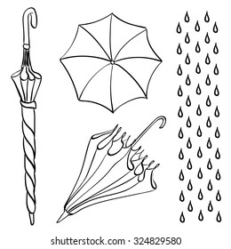 Rainy weather set/ Collection of umbrellas/ Vector illustration
