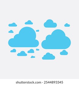 Rainy weather vector icon, Blue Cloud Rain icon flat vector 