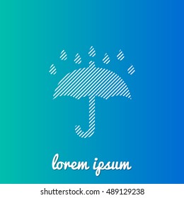 Rainy White stroke fill with blue & green gradient background Icon / Logo Design