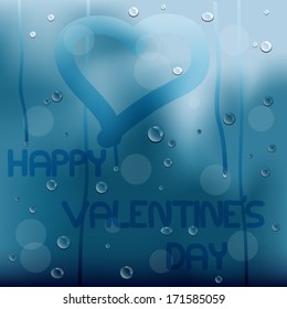 Rainy window - Valentine's Day greeting card