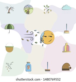 Rainy and windy icon. Universal set of autumn for website design and development, app development