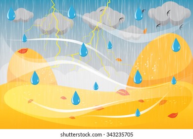 Rainy and Windy Landscape
