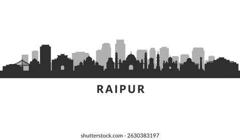 Raipur Skyline India City Vector Silhouette.