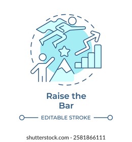 Raise the bar soft blue concept icon. High standards, challenge. Success, goal. Round shape line illustration. Abstract idea. Graphic design. Easy to use in infographic, presentation