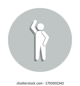 To raise a hand badge icon. Simple glyph, flat vector of Conversation icons for ui and ux, website or mobile application