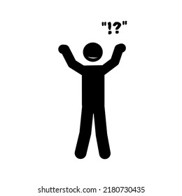 Raise hand confused male person icon, Vector Illustration on white background