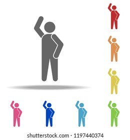 To raise a hand icon. Elements of Conversation in multi colored icons. Simple icon for websites, web design, mobile app, info graphics