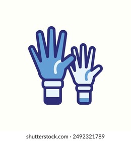 Zeige das Handsymbol an, isoliertes blaues Symboldesign Zurück zur Schule
