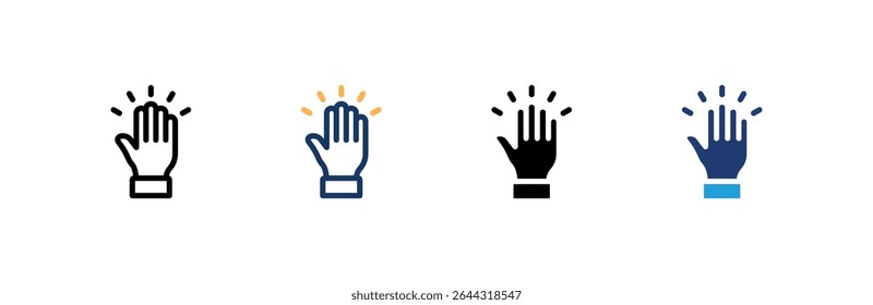 Raise Hand icon set multiple style collection. Vector illustration.