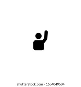 raise hand icon. simple, flat, black.