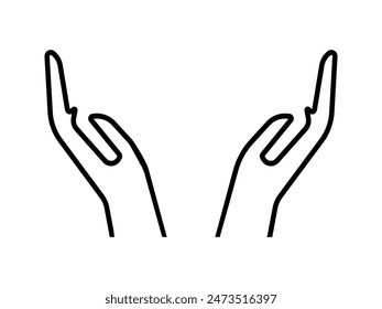 Raise hand outline icon. Support icon, hope and peace. vector 